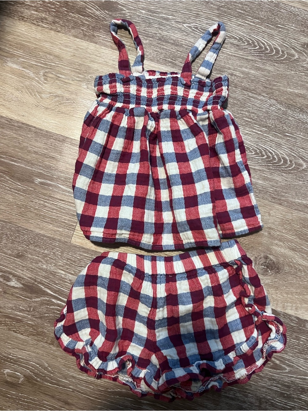 Cat & Jack 3t matching set Red and Navy Gingham Tank and Shorts Set white blue